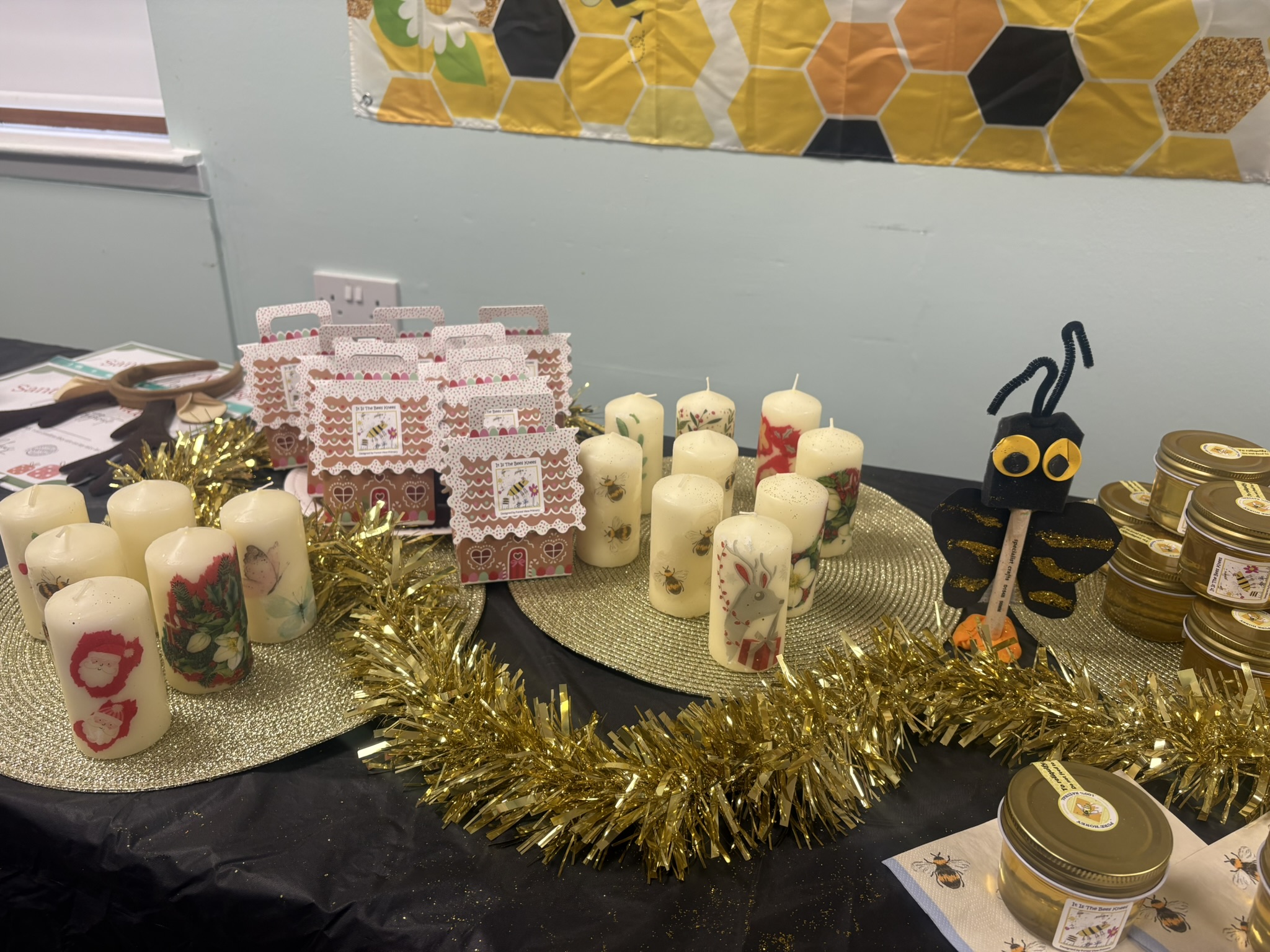 Stall selling honey at Christmas Fayre